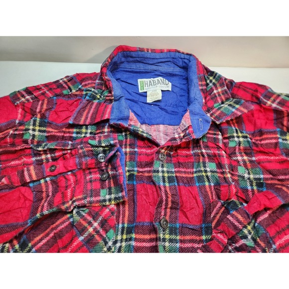 Haband Other - Haband Mens Plaid‎ Flannel Shirt Long Sleeve Button Up Size Large Red